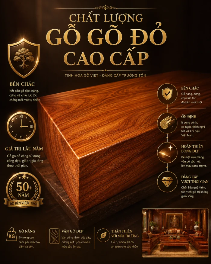 Gỗ gõ đỏ 7 Gỗ gõ đỏ có độ bền cao chống mối mọt cong vênh