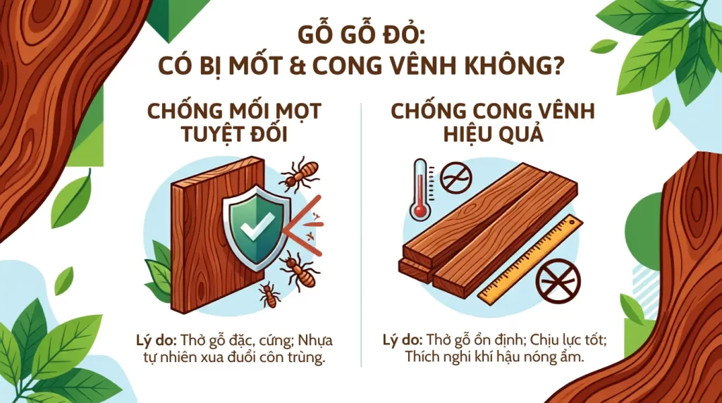 Gỗ gõ đỏ có bị mối mọt và cong vênh không? Giải đáp từ xưởng mộc 6 Gỗ gõ đỏ có bị mối mọt và cong vênh không
