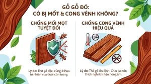 Gỗ gõ đỏ có bị mối mọt và cong vênh không