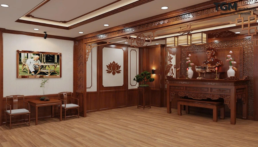 Phòng thờ gỗ gõ đỏ: Thiết kế và thi công trọn gói tại xưởng 19 Cận cảnh chất liệu gỗ gõ đỏ tự nhiên dùng trong thi công phòng thờ