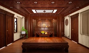 phòng thờ gỗ gõ đỏ truyền thống